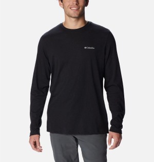 Columbia Thistletown Hills Long Sleeve Crew Men's T-Shirt Black | EXBVUS-192