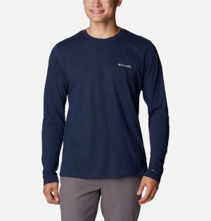 Columbia Thistletown Hills Long Sleeve Crew Men's T-Shirt Navy | RXCZNP-092