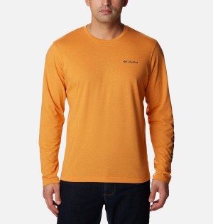 Columbia Thistletown Hills Long Sleeve Logo Men's T-Shirt Orange | LXHGTE-435