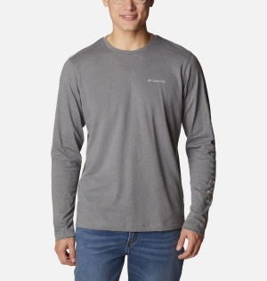 Columbia Thistletown Hills Long Sleeve Logo Men's T-Shirt Grey | YGRDTQ-126