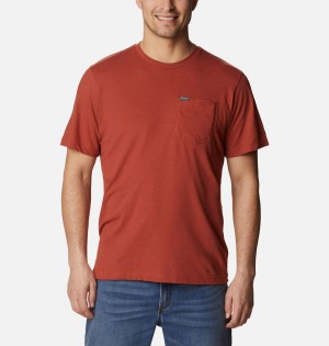 Columbia Thistletown Hills Pocket Men's T-Shirt Red | TUXZRH-547