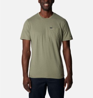 Columbia Thistletown Hills Pocket Men's T-Shirt Green | WRBMYU-279
