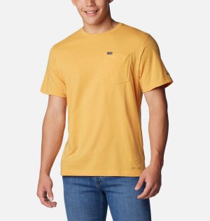 Columbia Thistletown Hills Pocket Men's T-Shirt Yellow | RLGMTD-695