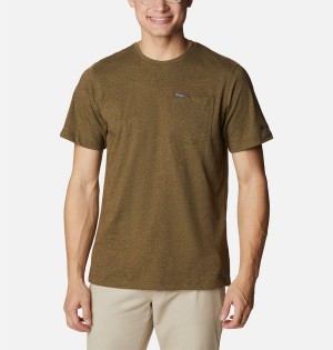 Columbia Thistletown Hills Pocket Men's T-Shirt Brown | WDBEKQ-439