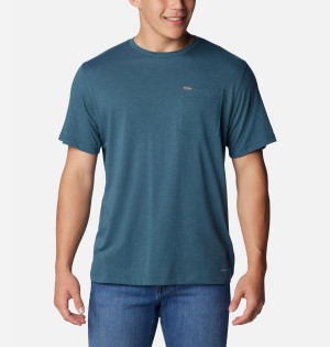 Columbia Thistletown Hills Pocket Men's T-Shirt Blue | NHEXFZ-617