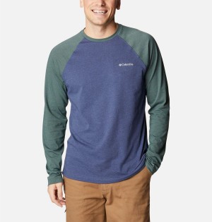 Columbia Thistletown Hills Raglan Men's T-Shirt Blue | GEBIVK-708