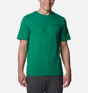 Columbia Thistletown Hills Short Sleeve Men's T-Shirt Green | IUMZFR-962