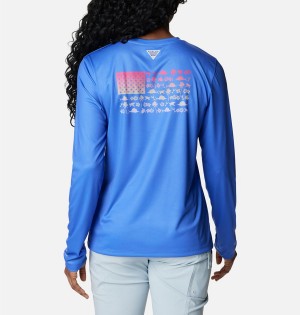 Columbia Tidal PFG Fish Flag Long Sleeve Women's T-Shirt Purple | AOBFMK-328