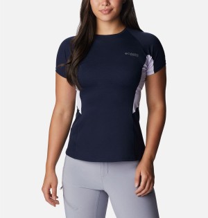 Columbia Titan Pass Ice Short Sleeve Women's T-Shirt Navy | GWIUQE-301