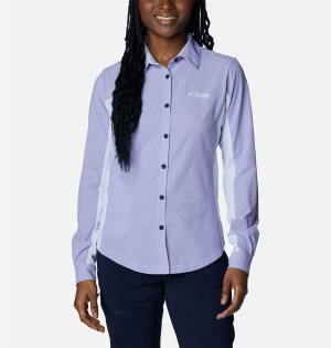 Columbia Titan Pass Irico Long Sleeve Women's Shirt Purple | EGLTCU-406