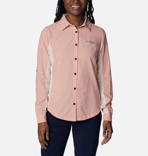 Columbia Titan Pass Irico Long Sleeve Women's Shirt Coral | LYCFMK-750