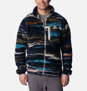 Columbia Winter Pass Printed Men's Fleece Jacket Navy | BUFDVA-498