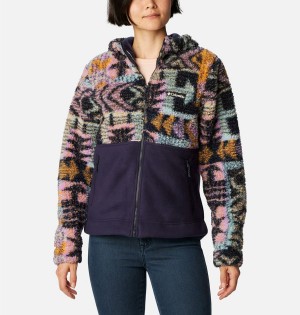 Columbia Winter Pass Sherpa Hooded Full Zip Women's Fleece Jacket Navy | IMEUZN-015