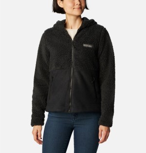 Columbia Winter Pass Sherpa Hooded Full Zip Women's Fleece Jacket Black | XAYRUK-243
