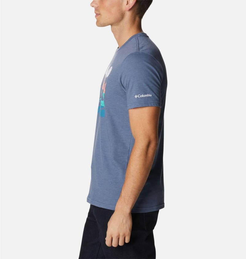 Columbia Alpine Way Graphic Men's T-Shirt Blue | YUHZQK-175