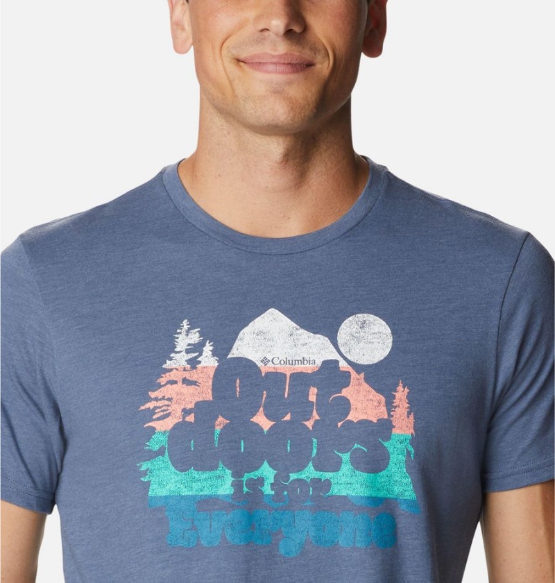 Columbia Alpine Way Graphic Men's T-Shirt Blue | YUHZQK-175