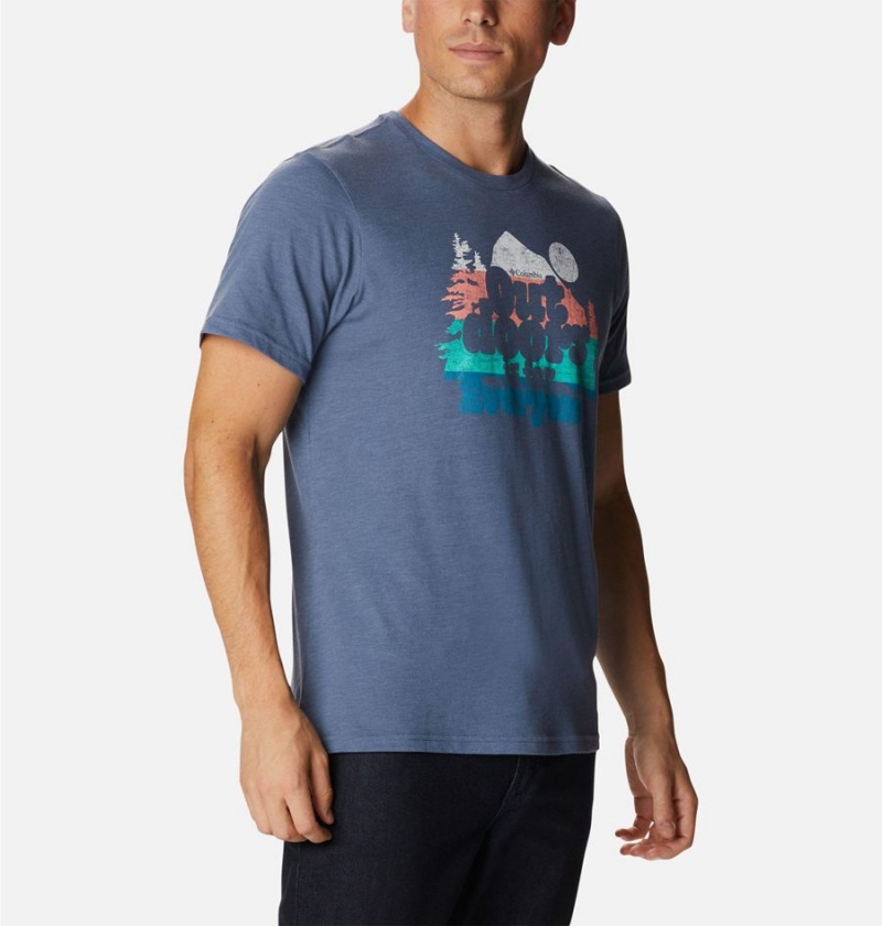 Columbia Alpine Way Graphic Men's T-Shirt Blue | YUHZQK-175