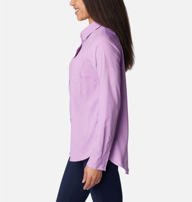 Columbia Anytime Lite Long Sleeve Women's Shirt Purple | OLPXCA-365