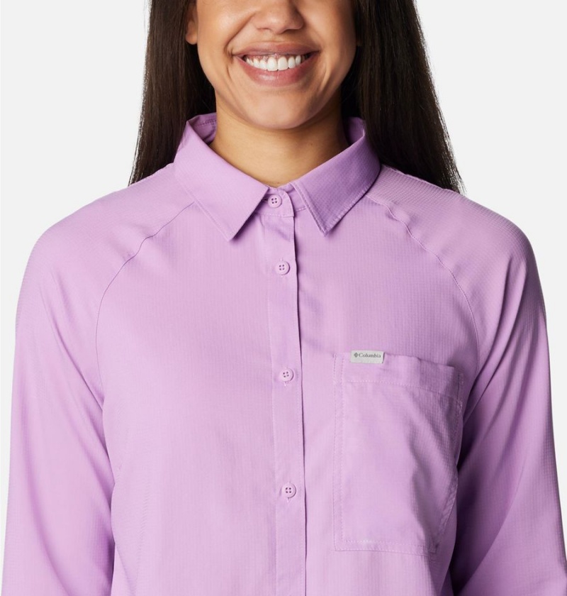 Columbia Anytime Lite Long Sleeve Women's Shirt Purple | OLPXCA-365