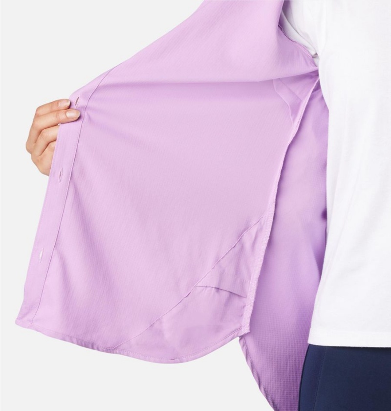Columbia Anytime Lite Long Sleeve Women's Shirt Purple | OLPXCA-365