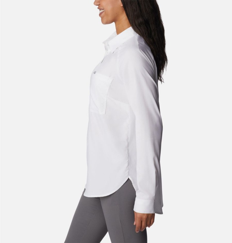 Columbia Anytime Lite Long Sleeve Women's Shirt White | CFMATG-263