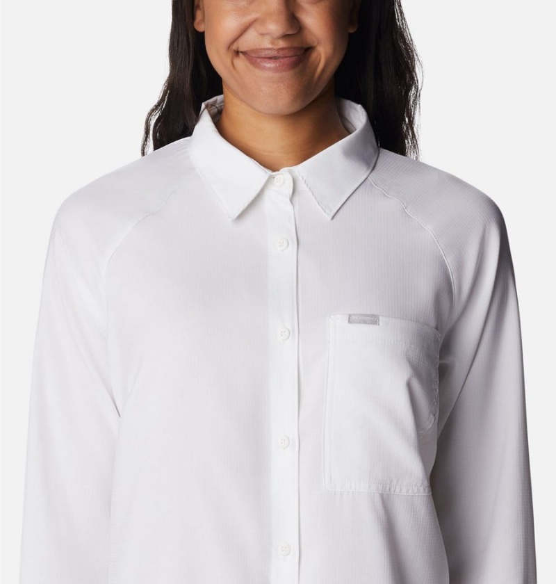 Columbia Anytime Lite Long Sleeve Women's Shirt White | CFMATG-263