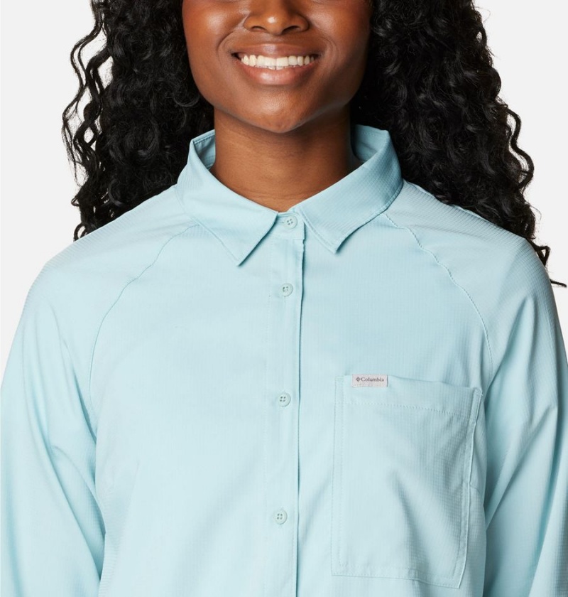 Columbia Anytime Lite Long Sleeve Women's Shirt Turquoise | WSJAFV-572
