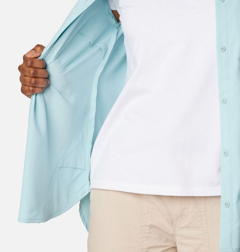 Columbia Anytime Lite Long Sleeve Women's Shirt Turquoise | WSJAFV-572