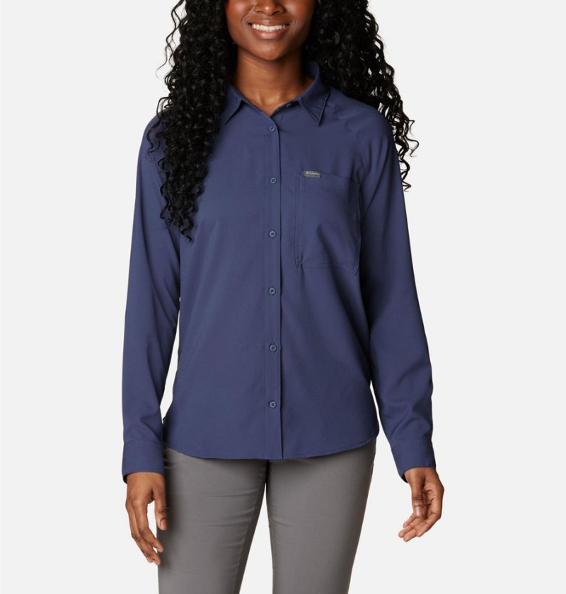 Columbia Anytime Lite Long Sleeve Women\'s Shirt Navy | INCJDO-462