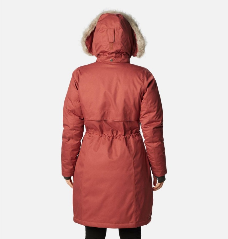 Columbia Apres Arson Winter Long Down Women's Coats Coral | ZQTDUJ-529