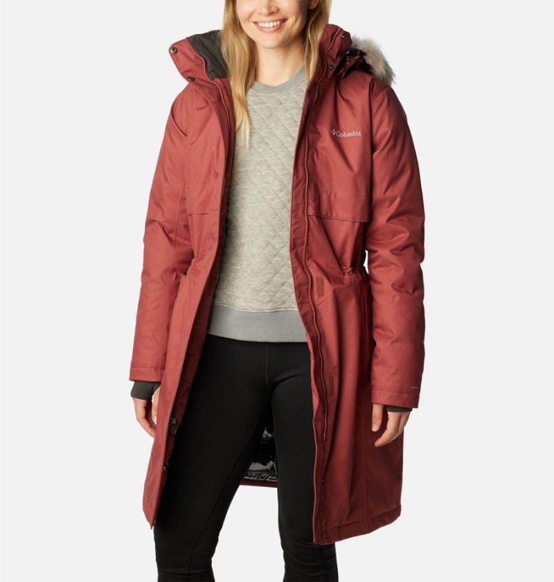 Columbia Apres Arson Winter Long Down Women's Coats Coral | ZQTDUJ-529