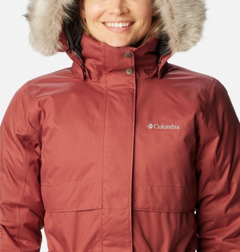 Columbia Apres Arson Winter Long Down Women's Coats Coral | ZQTDUJ-529