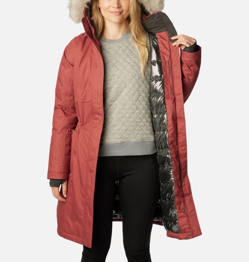 Columbia Apres Arson Winter Long Down Women's Coats Coral | ZQTDUJ-529