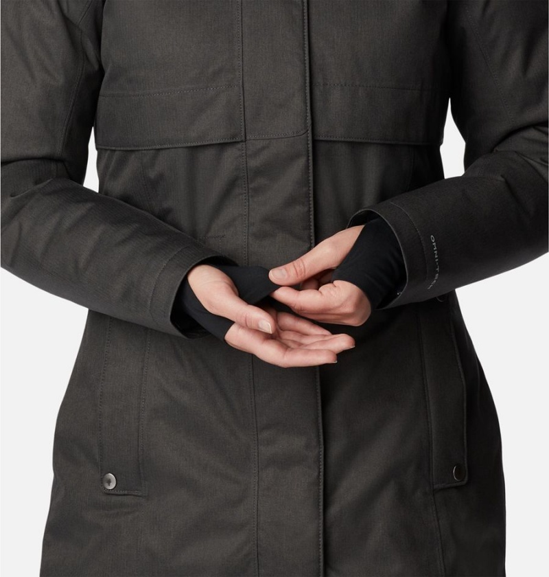 Columbia Apres Arson Winter Long Down Women's Coats Black | CNLKJZ-792