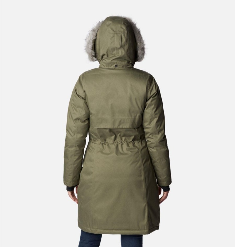 Columbia Apres Arson Winter Long Down Women's Coats Green | ODVCJQ-026