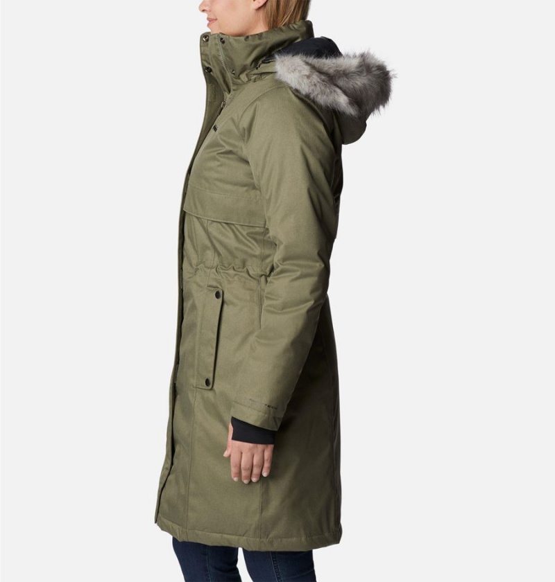 Columbia Apres Arson Winter Long Down Women's Coats Green | ODVCJQ-026