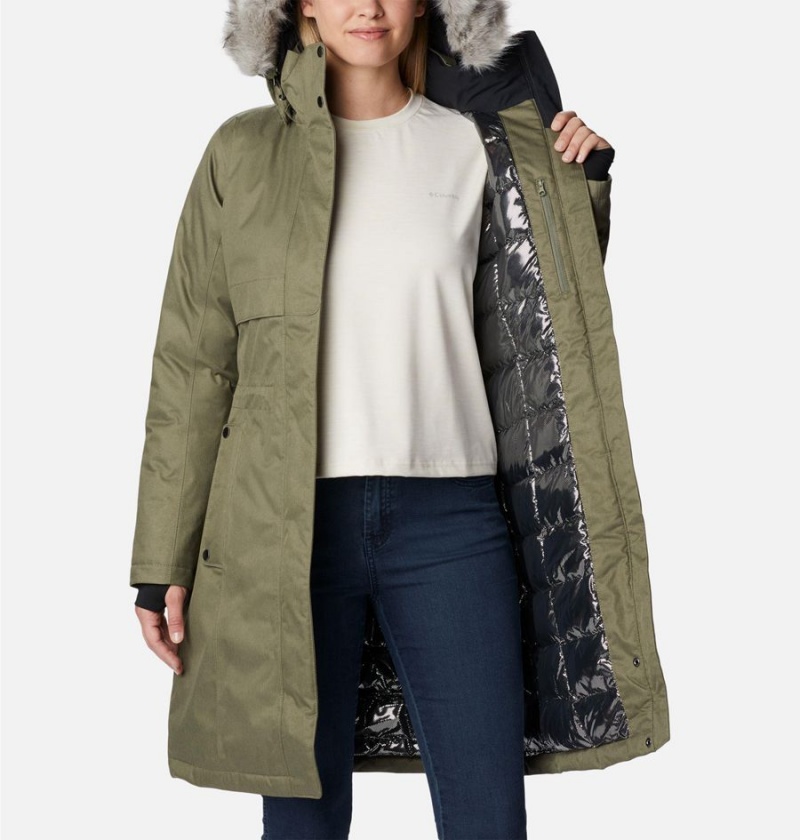 Columbia Apres Arson Winter Long Down Women's Coats Green | ODVCJQ-026