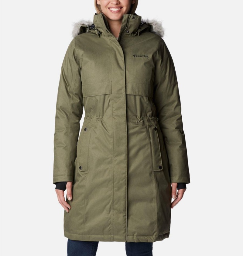 Columbia Apres Arson Winter Long Down Women\'s Coats Green | ODVCJQ-026