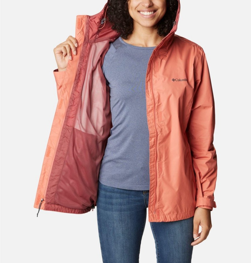 Columbia Arcadia II Women's Rain Jacket Coral | GYLZIQ-521