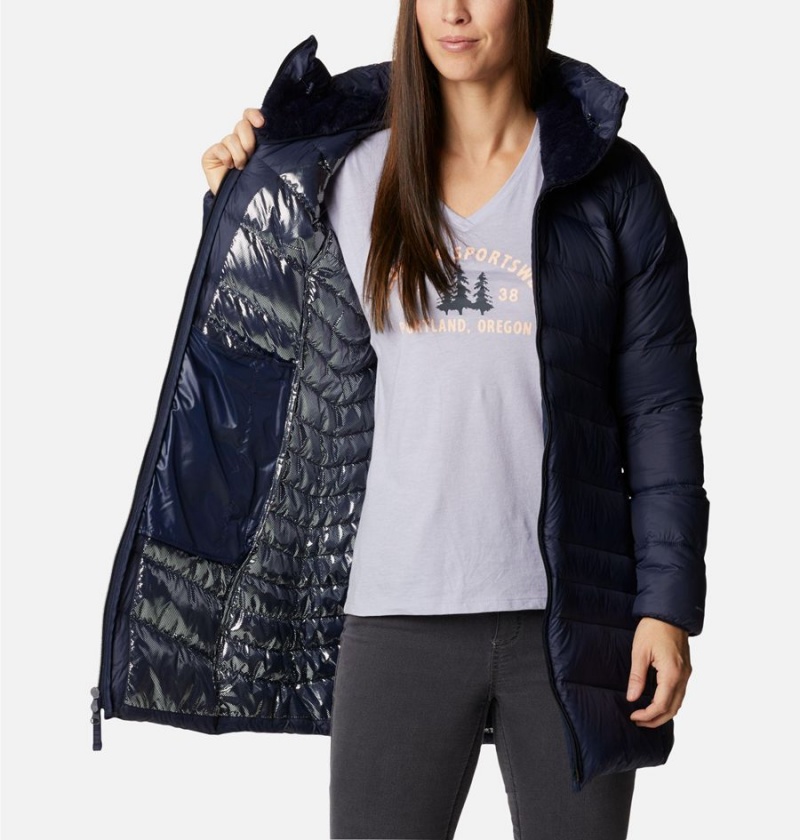 Columbia Autumn Park Hooded Mid Women's Puffer Jacket Navy | DWBPEL-526