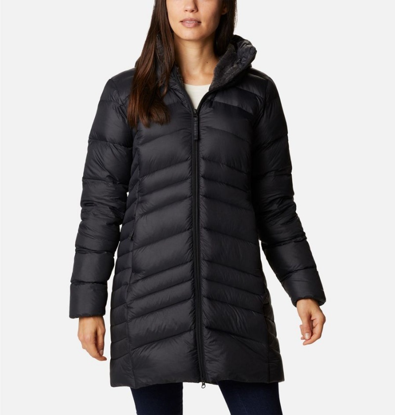 Columbia Autumn Park Hooded Mid Women\'s Puffer Jacket Black | SWXAOD-842