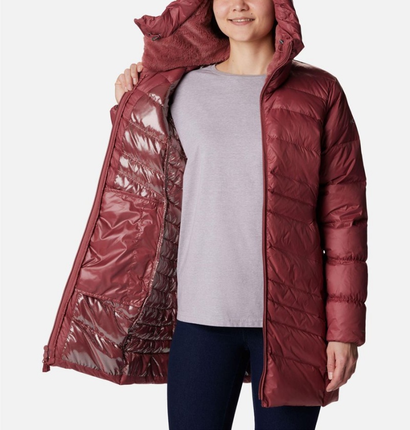 Columbia Autumn Park Hooded Mid Women's Puffer Jacket Red | IVZMYN-815