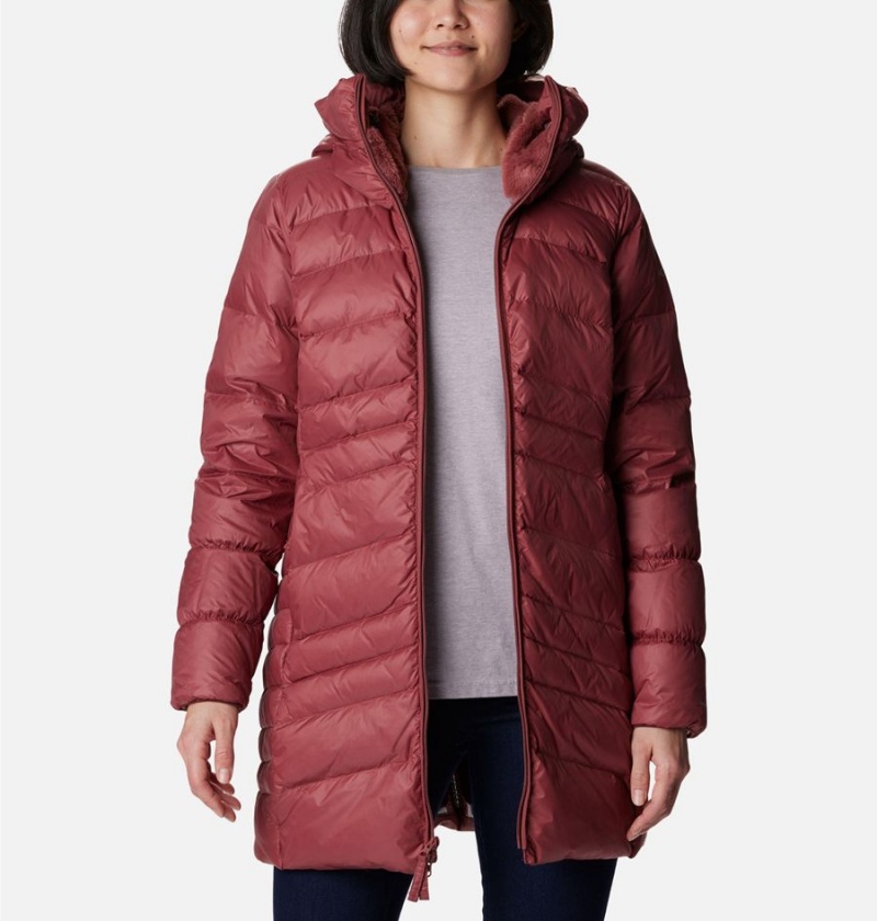 Columbia Autumn Park Hooded Mid Women's Puffer Jacket Red | IVZMYN-815