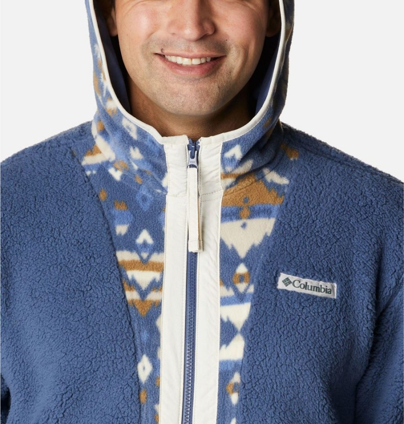 Columbia Back Bowl Sherpa Full Zip Hoodie Men's Fleece Jacket Blue | CLDBZG-573
