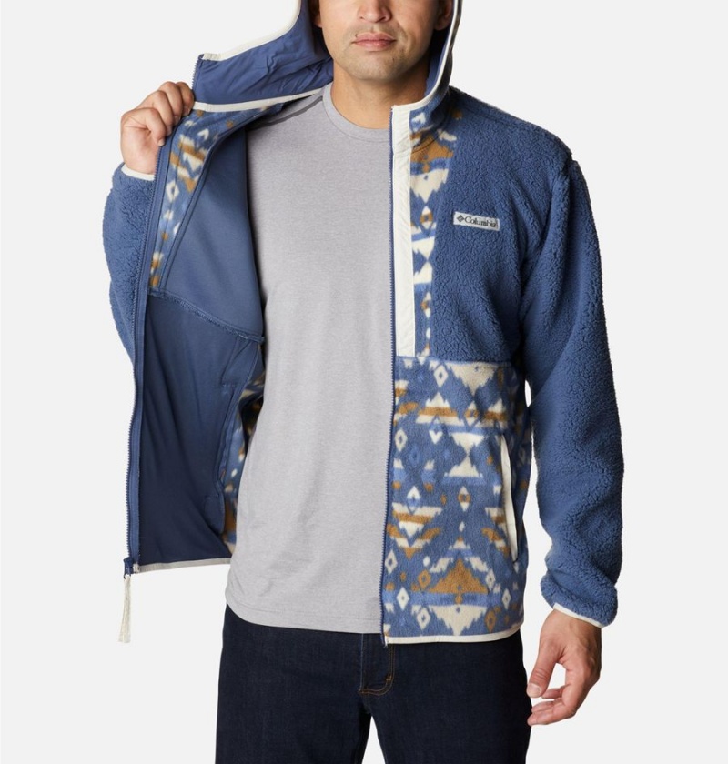 Columbia Back Bowl Sherpa Full Zip Hoodie Men's Fleece Jacket Blue | CLDBZG-573