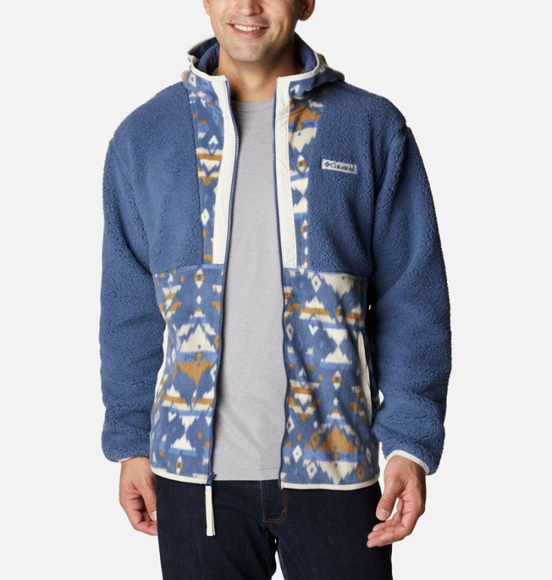 Columbia Back Bowl Sherpa Full Zip Hoodie Men's Fleece Jacket Blue | CLDBZG-573