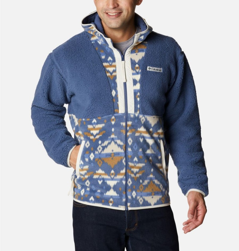 Columbia Back Bowl Sherpa Full Zip Hoodie Men\'s Fleece Jacket Blue | CLDBZG-573