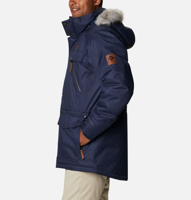 Columbia Barlow Pass 550 TurboDown Men's Coats Navy | JWAVRS-941