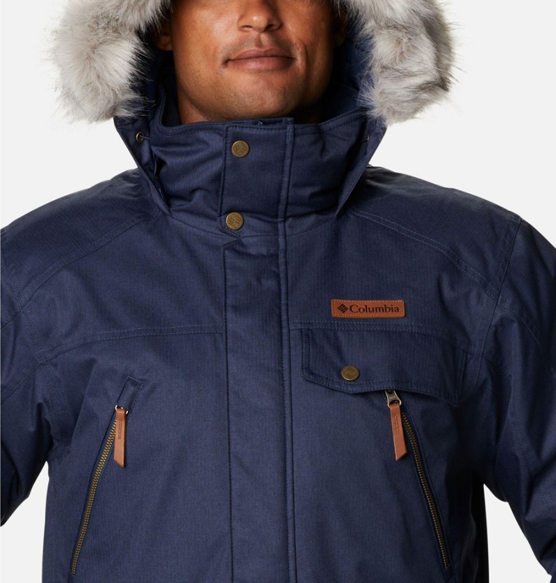 Columbia Barlow Pass 550 TurboDown Men's Coats Navy | JWAVRS-941