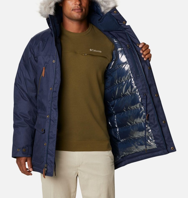Columbia Barlow Pass 550 TurboDown Men's Coats Navy | JWAVRS-941